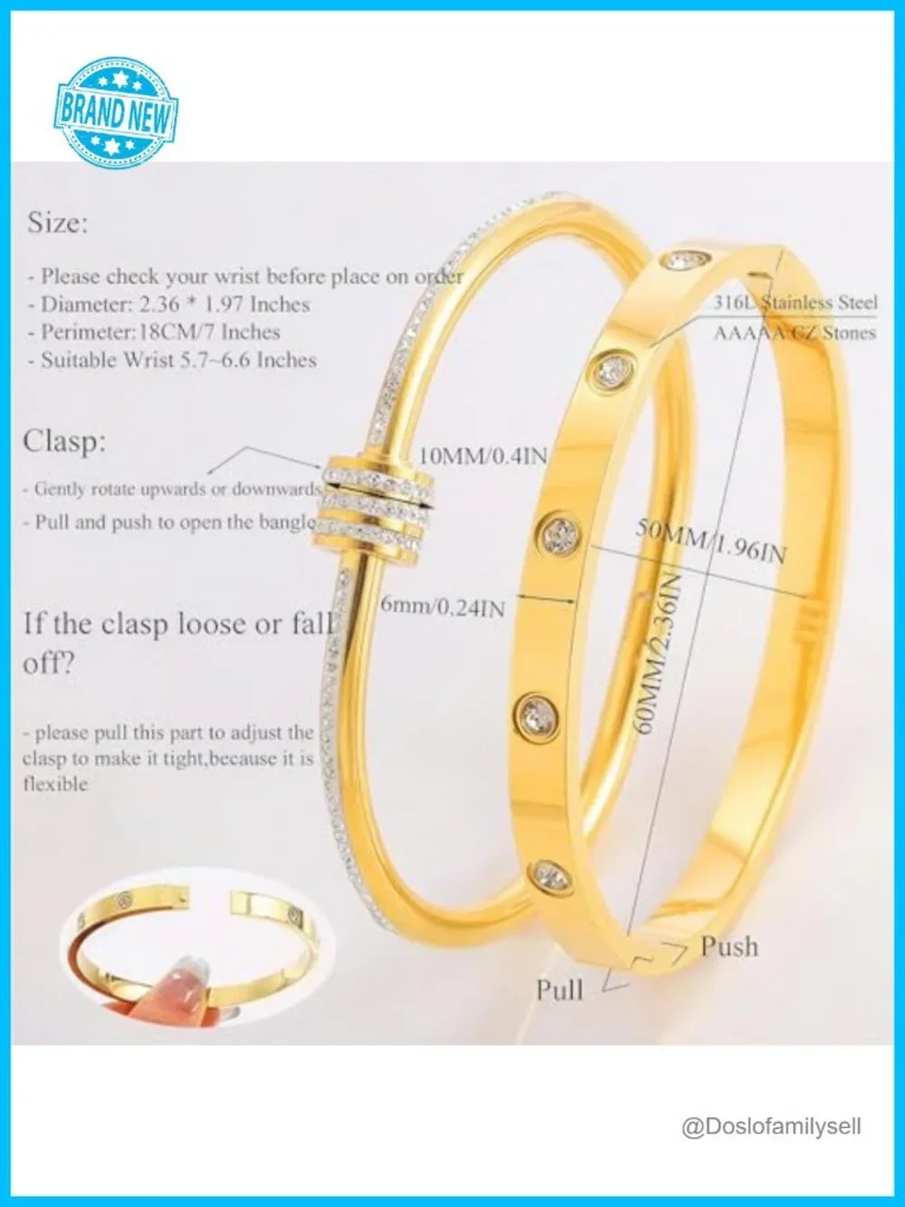 18K Gold Plated Stainless Steel Stackable Bangle Bracelets Set 4 Pcs Non